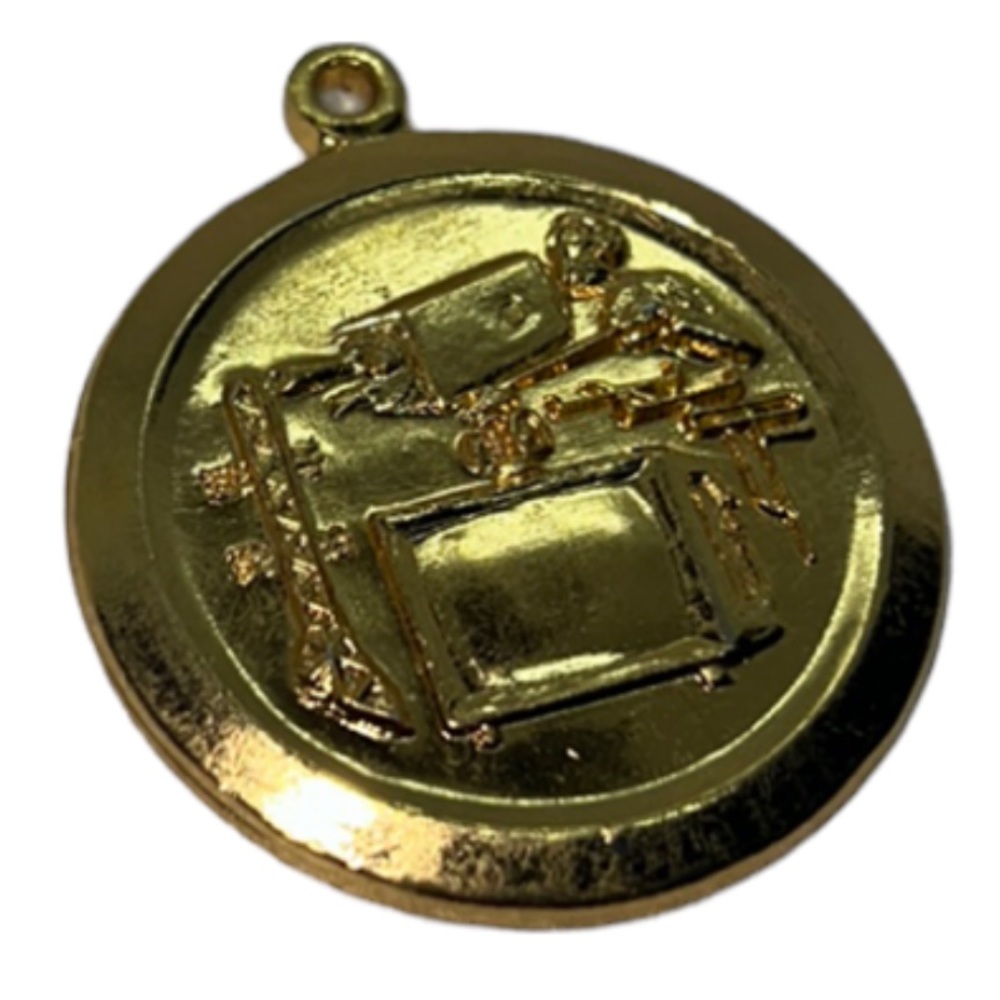 VINTAGE TECHNOLOGY TV PRODUCTION PENDANT CHARM GOLD TONE
